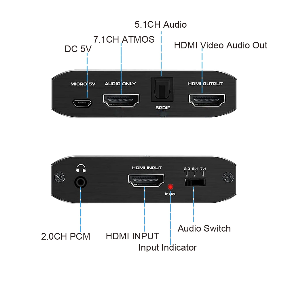 2020 Best ARC HDMI 2.0 Audio Extractor 4K 120Hz RGB8:8:8 HDR HDMI Splitter Audio Converter 4K HDMI to Optical TOSLINK SPDIF 7.1