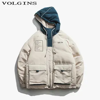 

Streetwear Winter Jacket Men Fashion Coat Men's Casual Parka Waterproof Outwear Letter Printed Hooded Cotton-padded Jacket