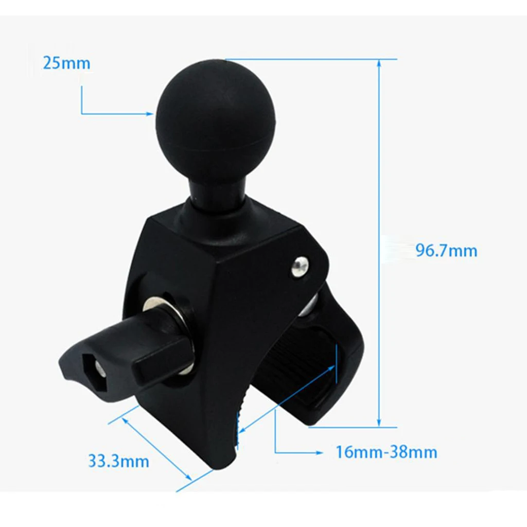 16-38mm Motorcycle Handlebar Mount Phone Holder Clamp 1'' 25mm Ball