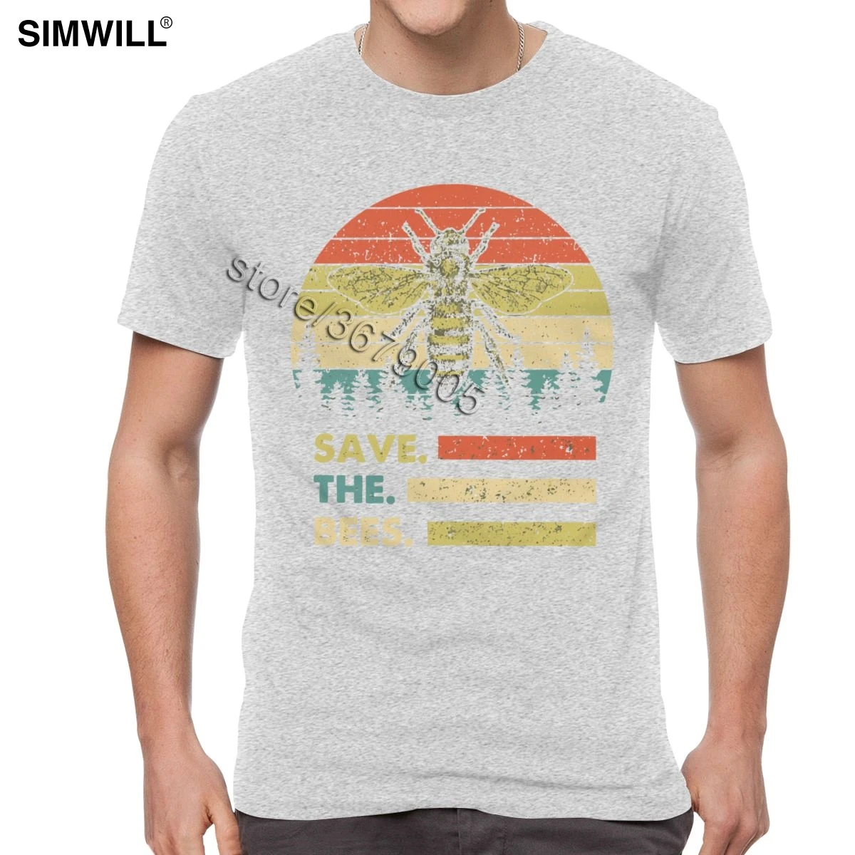 Urban vintage Save The Bee, Мужская футболка, хлопок, пчелиный хранитель, футболки, короткий рукав, летняя футболка, проблемная, с графическим принтом, футболка «honey» - Цвет: Серый