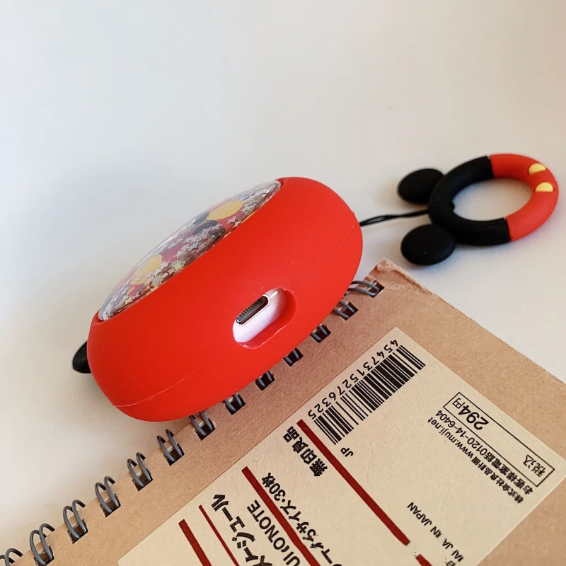 Мультяшный силиконовый чехол с 3D зыбучим песком для Apple Airpods, Bluetooth, Защитные чехлы для наушников, защита от потери, кольцо на палец