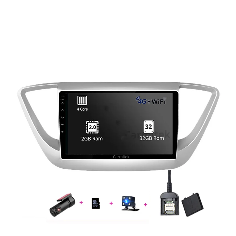 2GB DVR 8GB Cam Carmitek Android 8,1 4G Автомобильный радио мультимедиа аудио плеер gps навигация для Hyundai Solaris Verna 2din без dvd - Цвет: 2GB DVR 8GB Cam