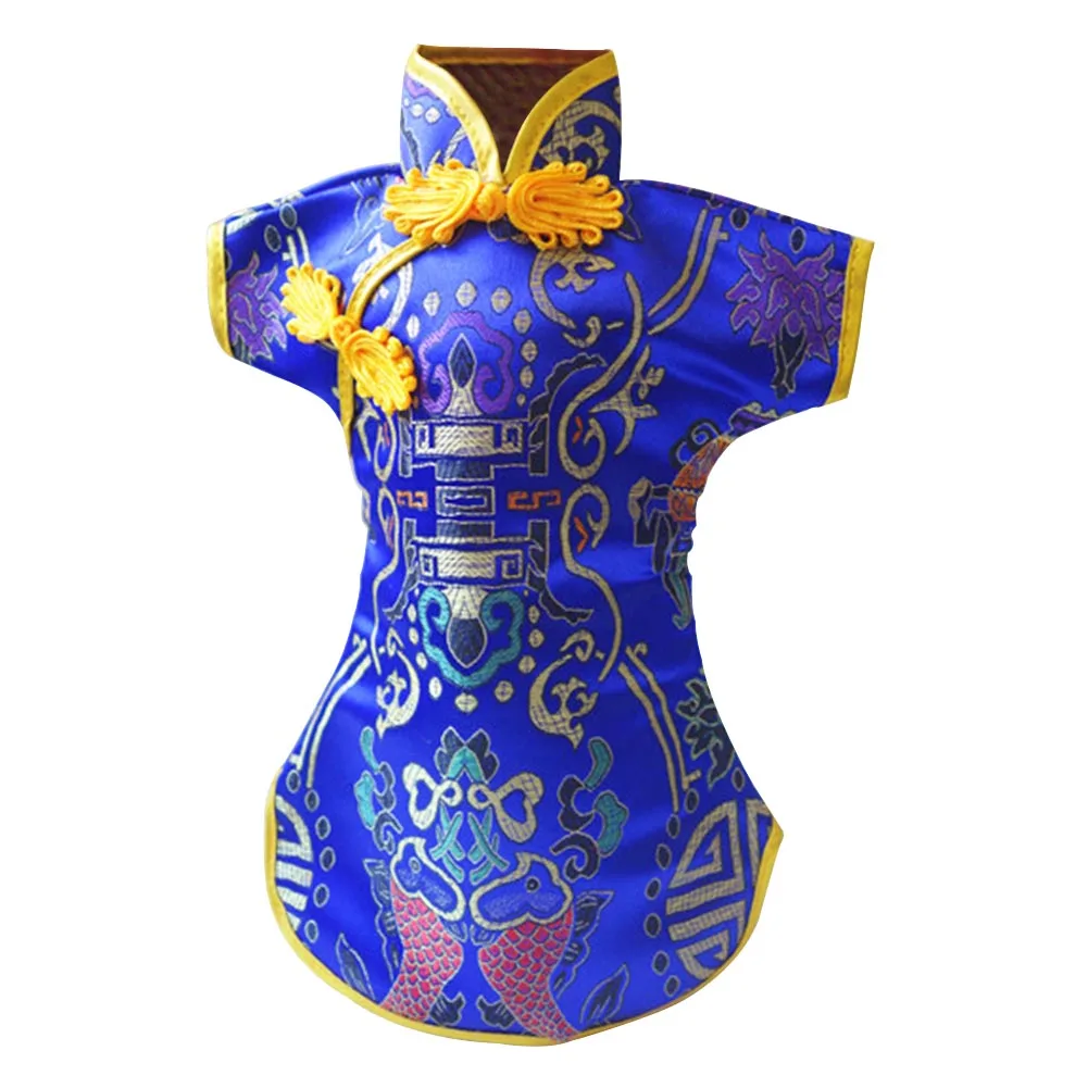 10pcs Gifts Anti Dust Chinese Style Decorative Classical Wine Bottle Cover Home Durable Embroidery Dinner Party Tang Dress