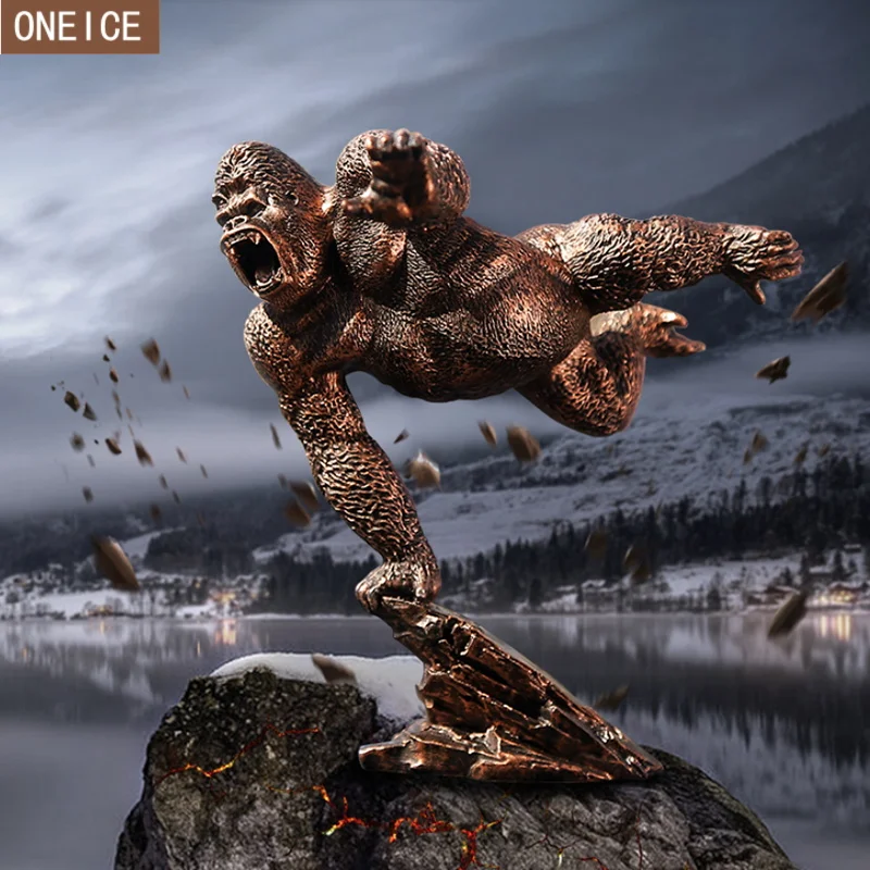 

creative gorilla Sculpture statue Resin animal home decoration accessories Domineering living room desktop Car decoration11.5cm