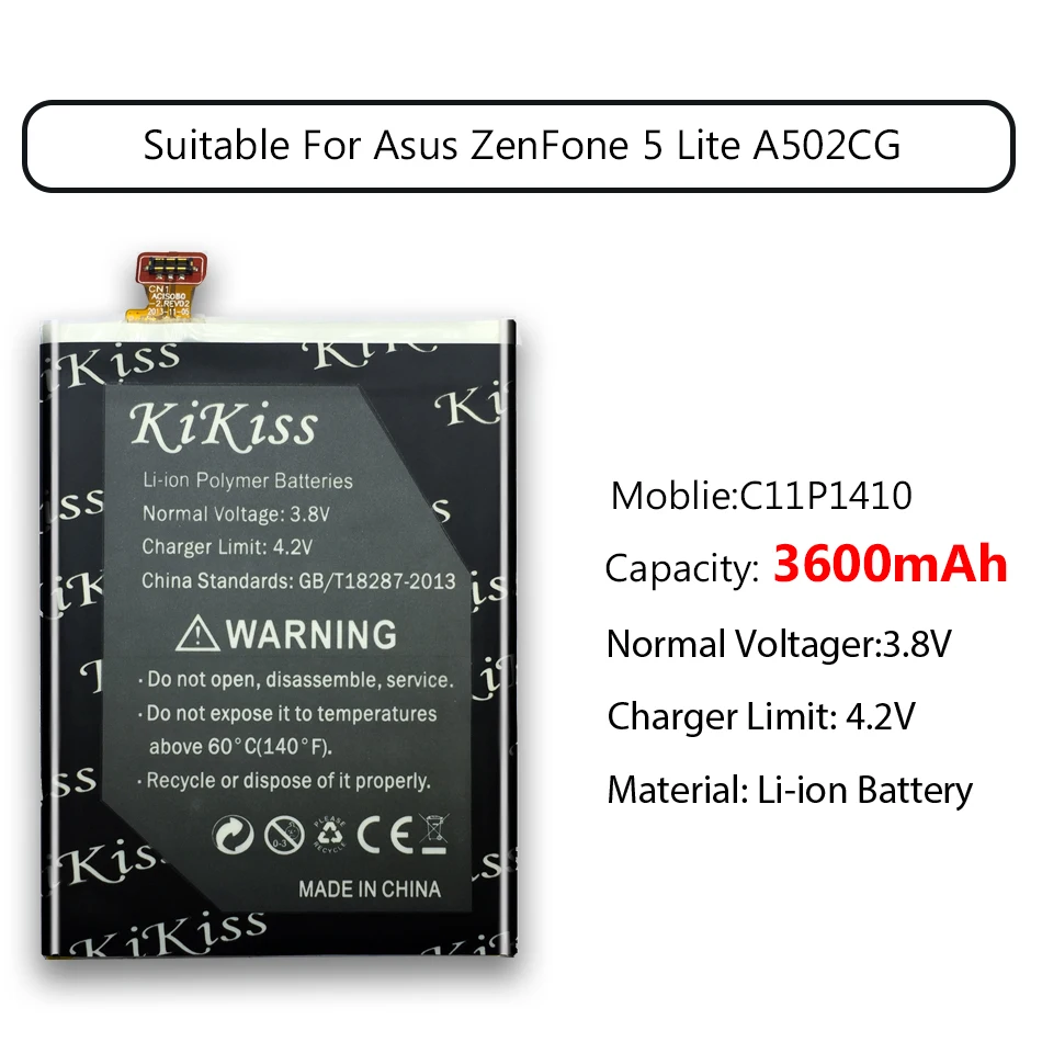 KiKiss смартфон сменная батарея C11P1410 3600 мАч для Asus ZenFone 5 Lite A502CG