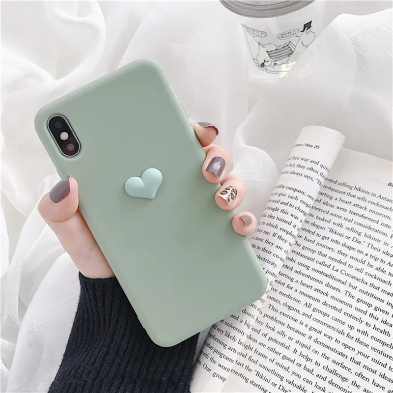 3D милые конфеты lovely heart ожерелье с силиконовый чехол для iPhone X XR XS MAX 6S 7 8 Plus чехол для samsung S8 S9 S10 Lite/E Примечание - Цвет: C