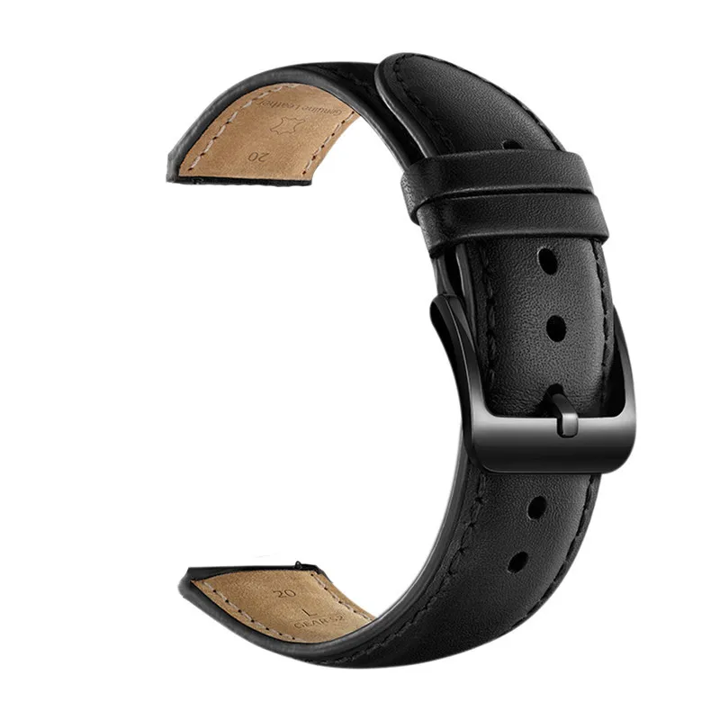 Черный Натуральная кожа для Xiaomi huami Amazfit Bip BIT PACE Lite Молодежные часы ремешок Фитнес браслет 20 мм Ширина спортивный браслет - Цвет: Черный