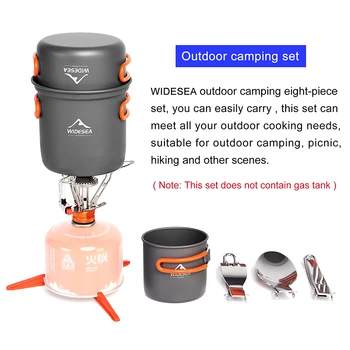 Widesea Camping Cookware Set Outdoor Tableware Equipment Supplies Burner Stove Folding Knife Fork Portable Pot Suit Tourism Cup 6