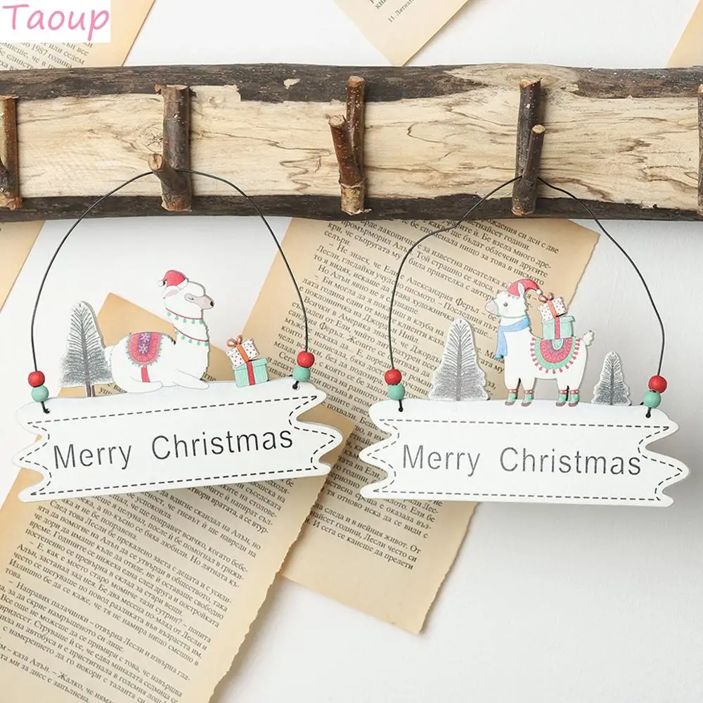 

Taoup Alpaca Wooden Christmas Ornaments Hanging Door Pendants Merry Christmas Decor for Home Xmas Ornaments Noel 2020 New Year