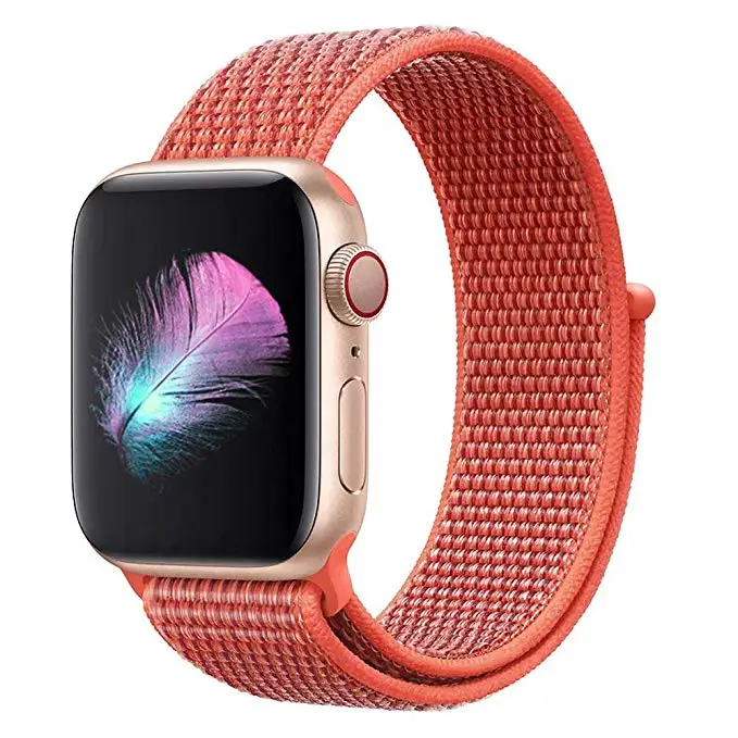 Orange Ремни для наручных часов Apple Watch 38/40/42/44 мм браслет наручных часов iWatch серия 5 4, версия 1, 2, 3, ремешок из дышащего нейлона, correa спортивный бесшовный smartwatch band - Цвет ремешка: Orange