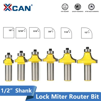 

XCAN 6pcs 1/2(12.7mm) Shank Corner Rounding End Mills Round-over Router Bits Wood Beading Edge Forming Router Bit Molding Bit