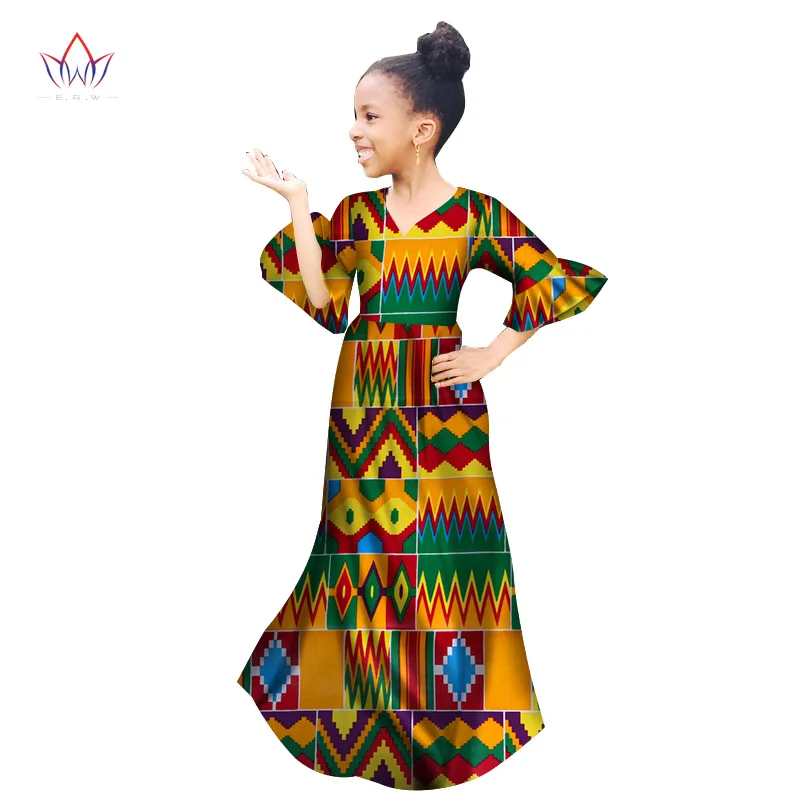 Женская одежда в африканском стиле детское традиционное Хлопковое платье с рукавом-бабочкой, платья с принтом Весенняя детская одежда BRW WYT154 - Цвет: 25