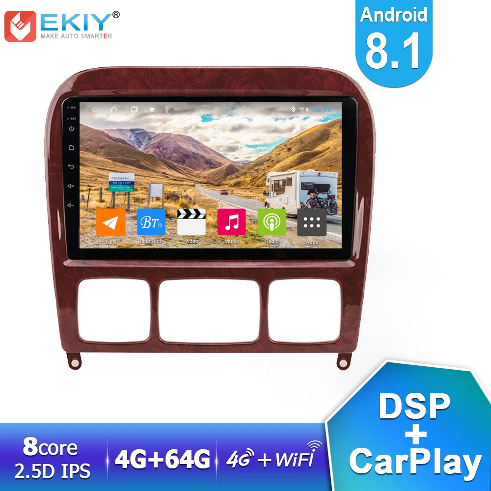 Автомобильный мультимедийный плеер EKIY, DSP IPS Android 8,1, 4 Гб + 64 ГБ для Mercedes Benz S W220 S280 S320, Авторадио, стерео, GPS, Navi, Wi-Fi, Carplay Автомобильный мультимедийный плеер EKIY, DSP IPS Android 8,1, 4 Гб + 64 ГБ для Mercedes Benz S W220 S280 S320, Авторадио, стерео, GPS, Navi, Wi-Fi, Carplay