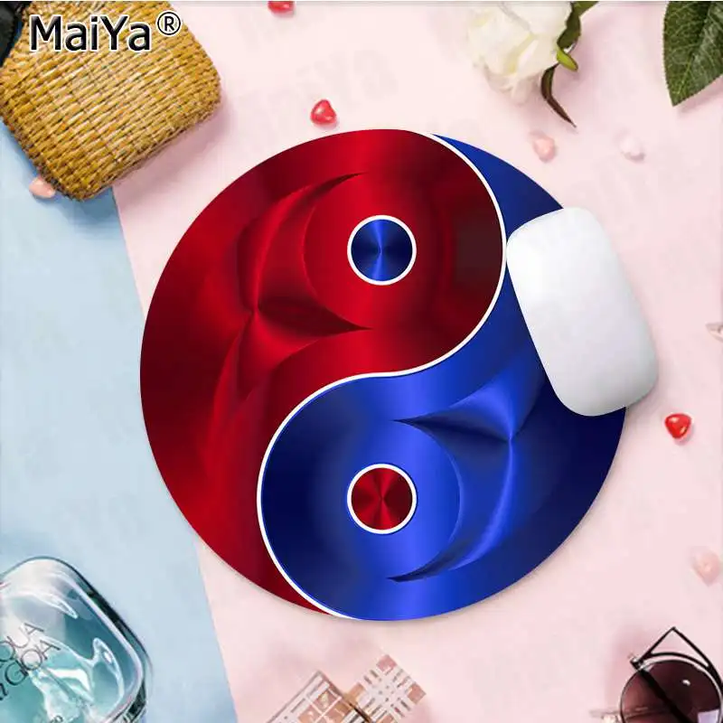 22x22cm MaiYa золото и серебро Yin Yang1 круглый коврик для мыши PC компьютерный коврик компьютерный стол коврик для игр - Цвет: 22x22cm