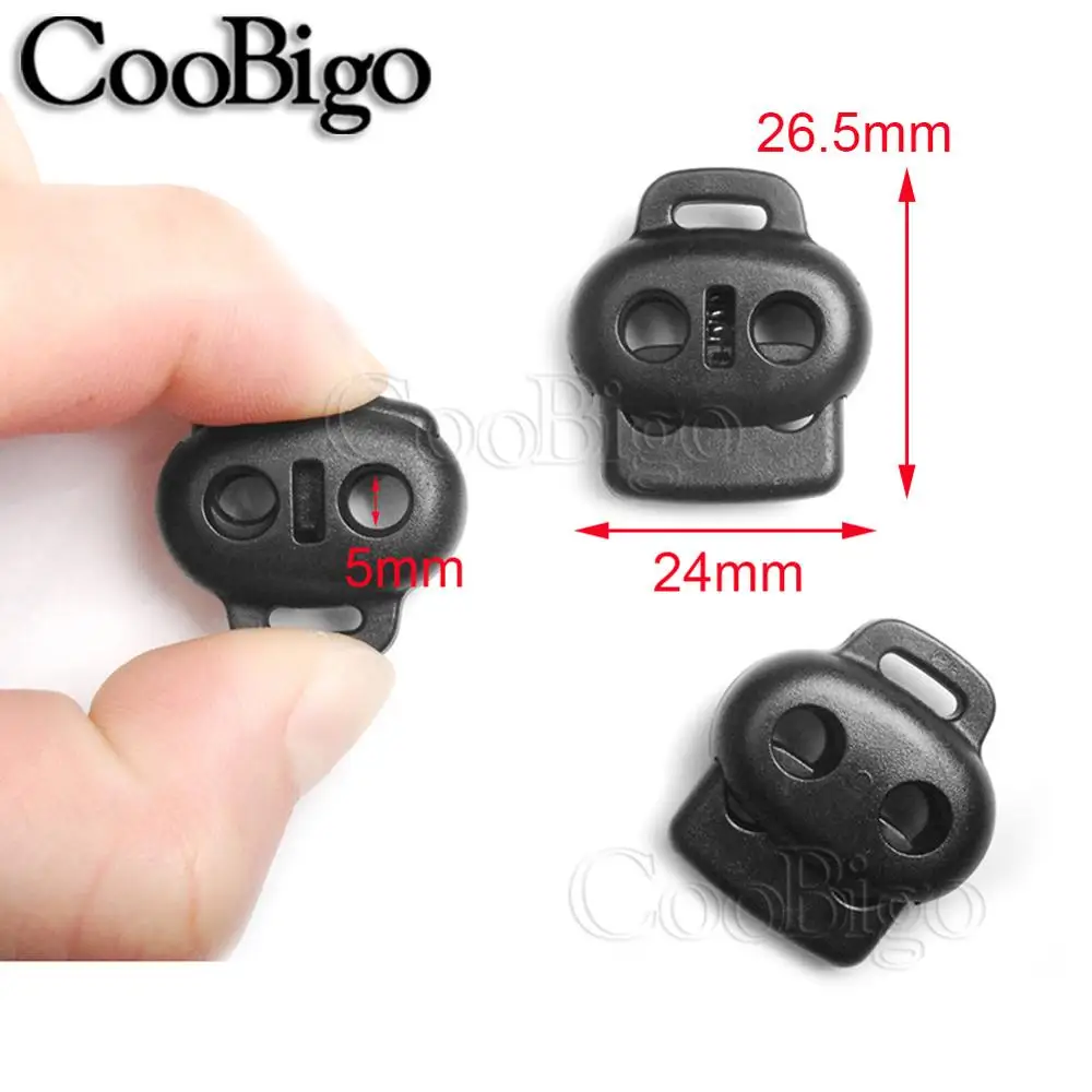 12 шт. Мульти Стиль 2 отверстия пластиковый ограничитель конца шнура Bean Cord замок тумблер зажим для одежды веревка шнурки рюкзак сумка аксессуары - Цвет: A Black
