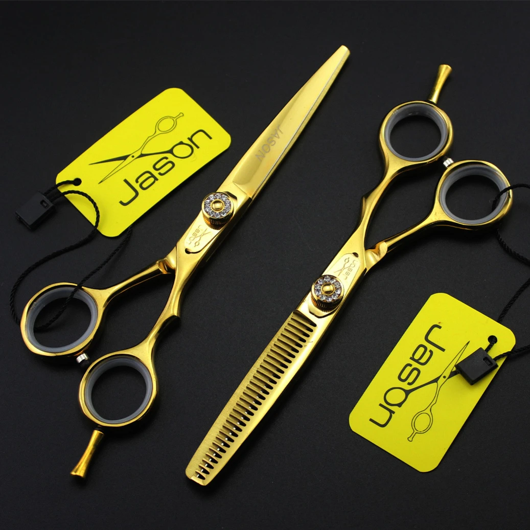 

Jason 5.5" 6" Barber Scissors Professional JP 440C Haircut Thinning Scissors Hairdressing Cutting Shears Set Dropshipping 328#