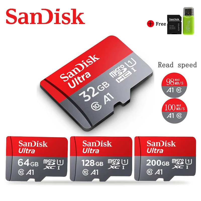 SanDisk карта памяти 256 ГБ 200 ГБ 128 Гб 64 Гб 98 МБ/с./с Micro sd карта класс 10 32 Гб 16 Гб флэш карта памяти Microsd sd карта для телефона|Карты памяти|   | АлиЭкспресс