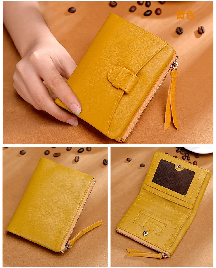 yellow Сумка, можно держать в руке, кошелек Для женщин короткий кожаный бумажник кошелек - Цвет: yellow