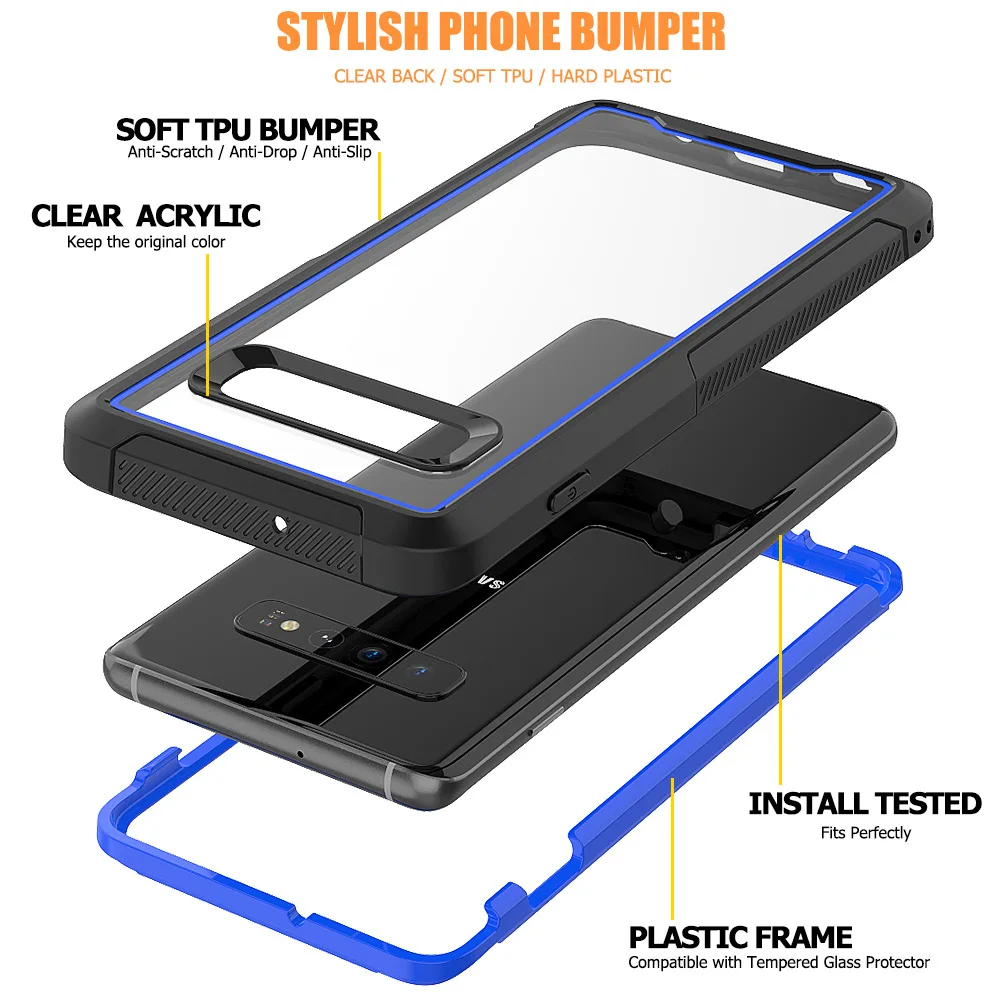 

Mobile Phone Defenses anti-fall Case for Samsung Galaxy S10 S10E S10 Plus Full Protective Back Snak Cover Heavy Protection Shell