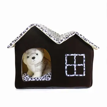 

Pet Small Medium Dog House Cat Bed Sofa Cushion Mat Warm Puppy Dog Spot Printed Foldable Cave Nest