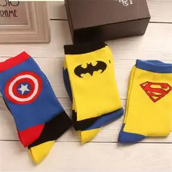 Марвел из Мстителей мультфильм носки Бэтмен Супермен Спайдермен Косплей Мода Носки Новинка Забавные повседневные мужские носки Весна