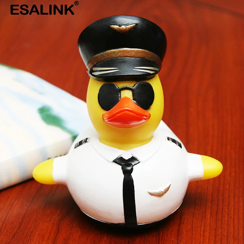 Esalink12 см игрушки для ванной резиновая утка пилот водная игрушка креативная