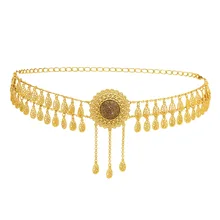 

Selling Trendy Bohemian Gold Tassel Waist Chain Gold Metal Waist Chain Ethnic Style Women's Waist Chain Thai Style Body Jewelry