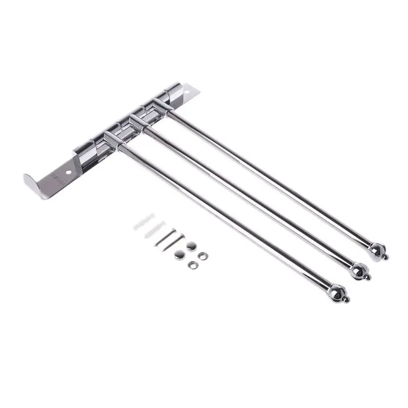 Настенный вращающийся держатель для полотенец с 3 шарнирами, вешалка для полотенец, держатель для хранения, аксессуар для ванной комнаты, отеля, 304 нержавеющая сталь