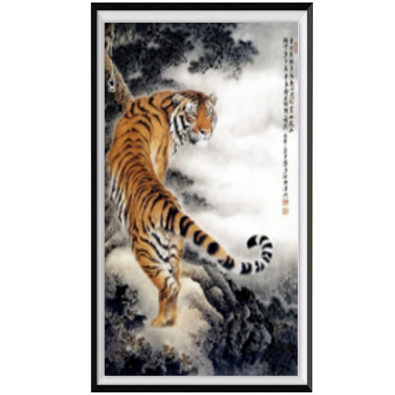 

DIY5D round diamond painting tiger painting cross stitch Mosaic pattern living room decoration wallpaper home paint new arrival
