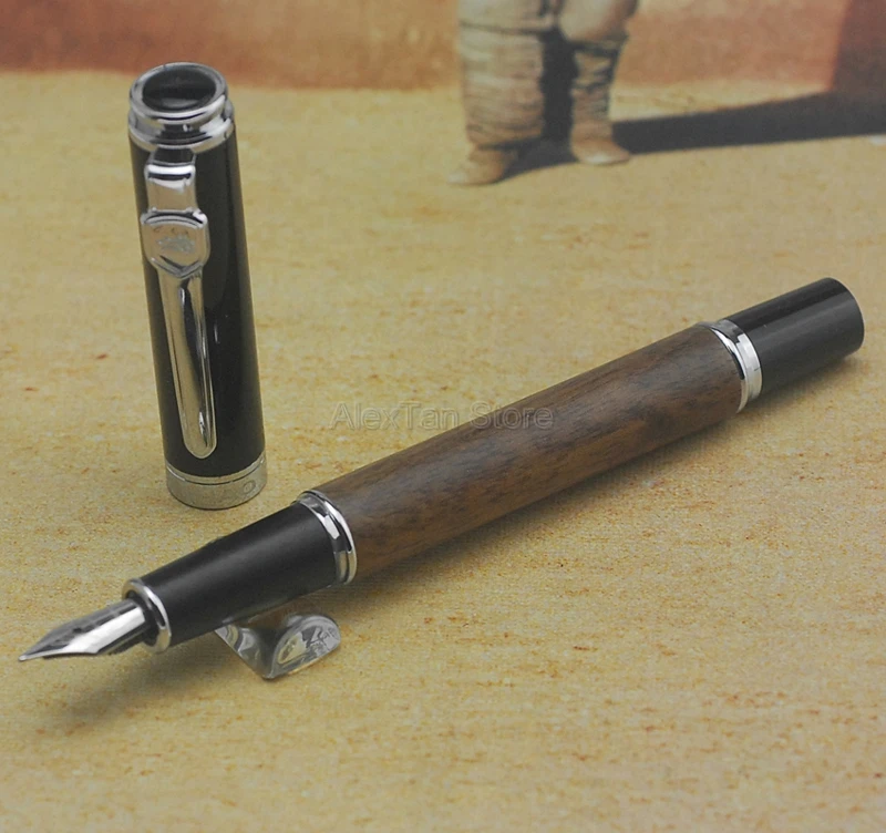 

Jinhao 8802 Luxurious Pear Wood Fountain Pen Wooden Barrel Writing Signature Pen, Fine Nib 0.5-0.6 Size Writing Gift Pen