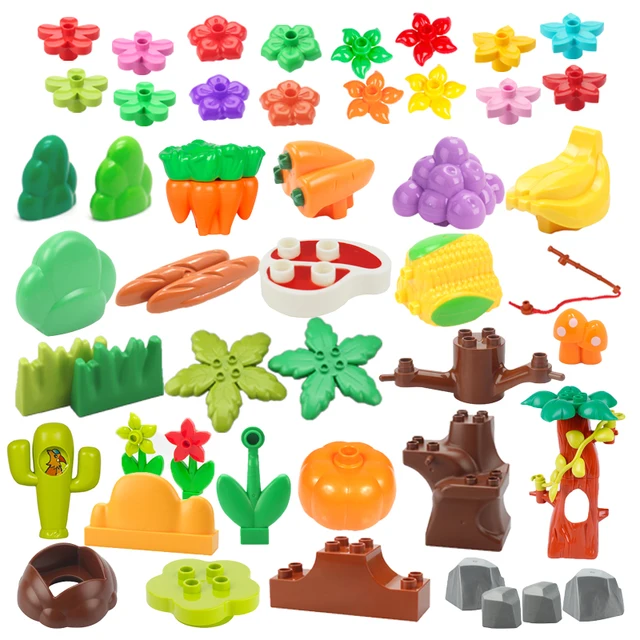 Plant Series Big Building Blocks Flower Grass Tree Fruit Adornment Accessories Compatible Scenes Assemble Toys For Kids Bricks 1