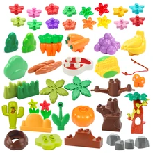Série de plantas grandes blocos de construção flor grama árvore enfeite de frutas acessórios cenas compatíveis montar brinquedos para crianças tijolos