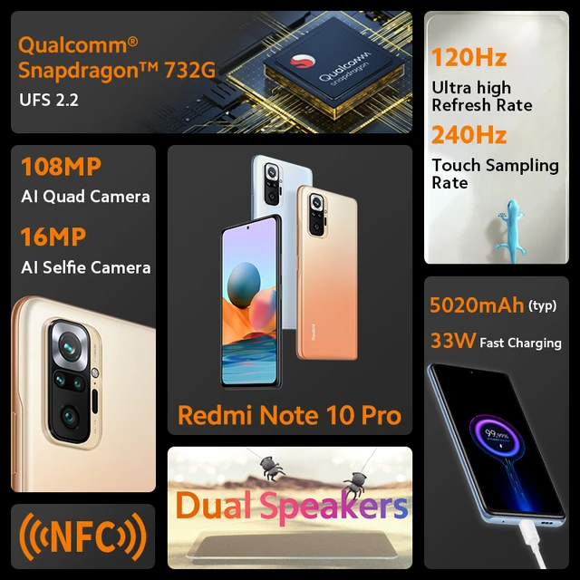 Xiaomi Redmi Note 10 Pro 128GB 6GB Ram GSM Unlocked - Onyx Gray