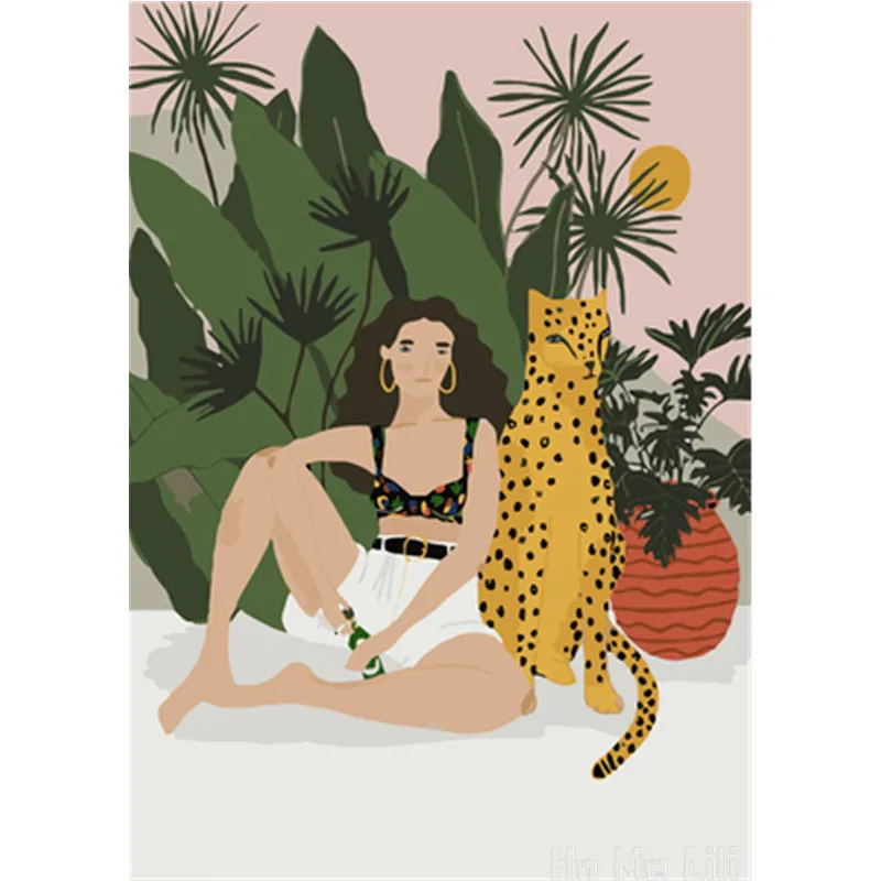 

Девушка цветок растение краска современный холст от Ho Me Lili стена искусство краски для фотографий