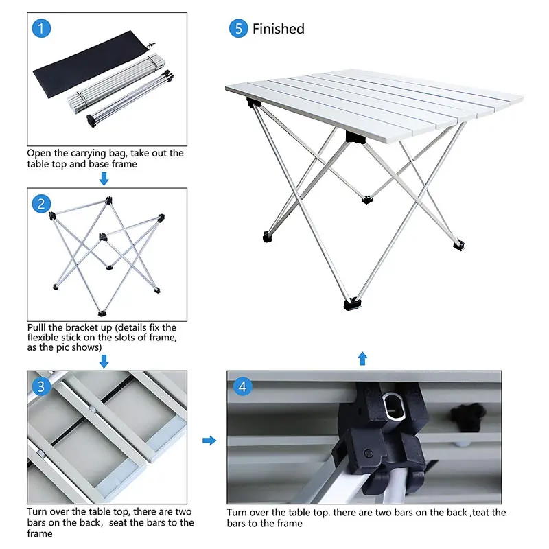 Aluminum Alloy Folding Camp Table Roll-Top Lightweight Portable Stable  Versatile camping table folding table