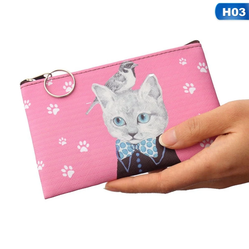 H03 Детский кошелек для монет с мультяшным котом, клатч, маленький кошелек, женские кошельки для монет, милая детская сумка на молнии, кошелек для мелочей - Цвет: H03