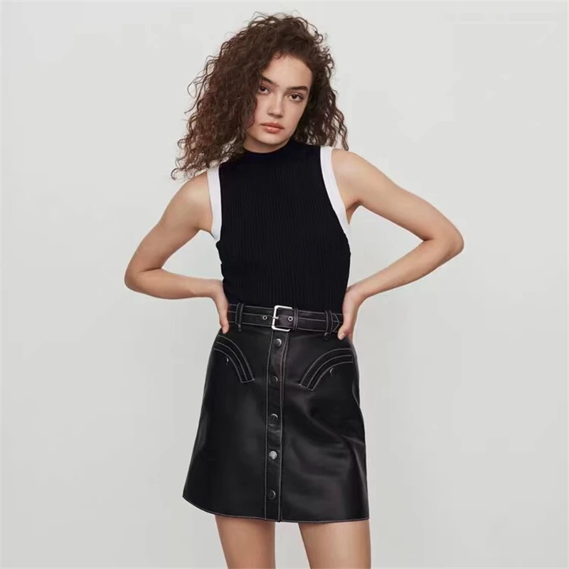 Tunjuefs Slim Fit вязаный край безрукавки женские жилеты элегантные облегающие летние пуловеры без рукавов Повседневные Хорошие эластичные