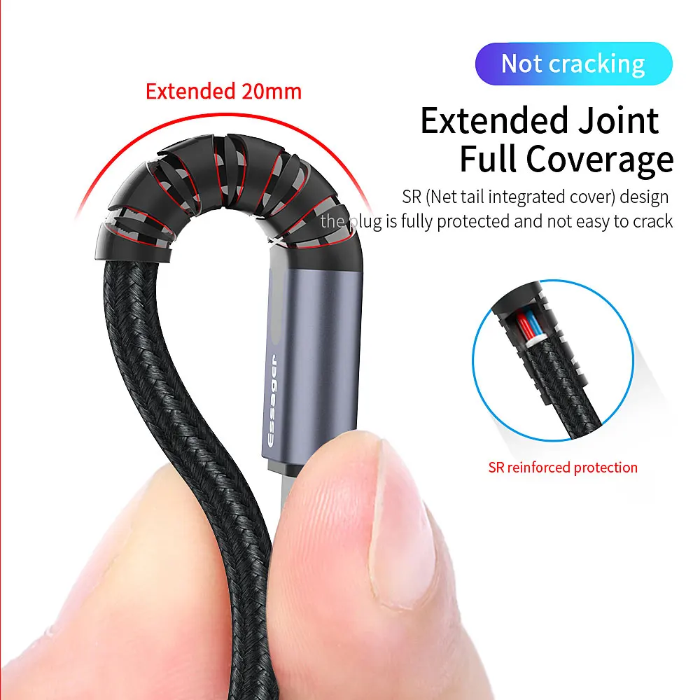 Кабель Essager usb type C to type C PD 60W Quick Charge 3,0 кабель usbc для MacBook iPhone 11 Pro Max Redmi Note 8 USB C шнур для передачи данных