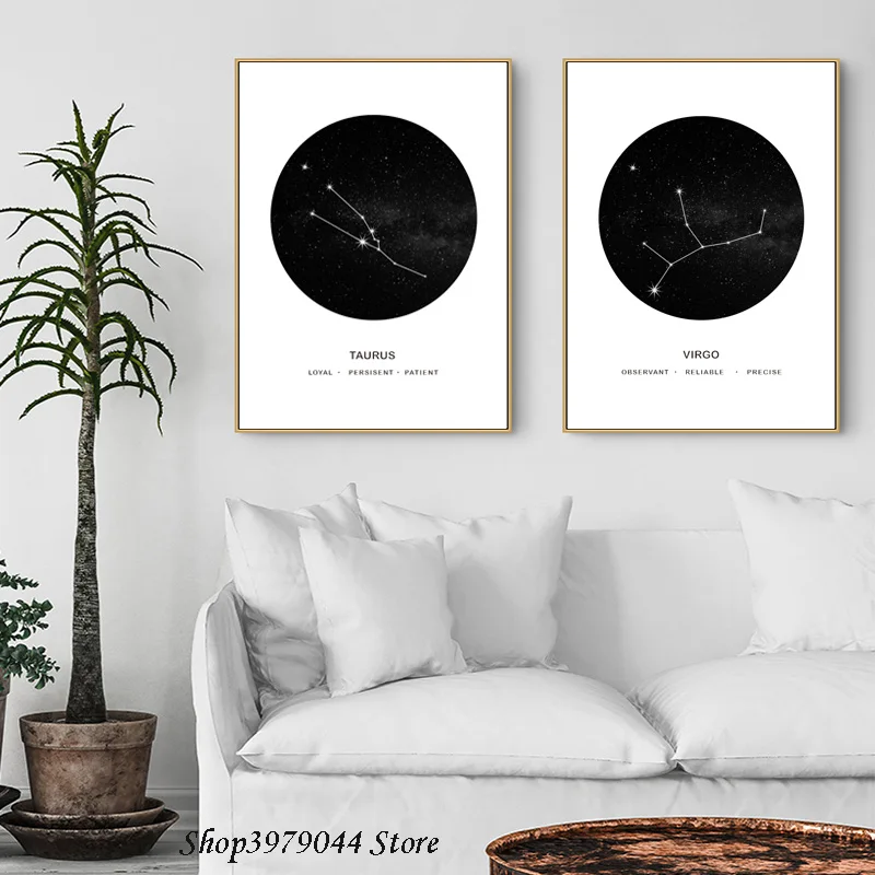 

Nordic Decoration Home Constellation Posters And Prints Abstract Painting Taurus Virgo Wall Picture For Living Room Unframed