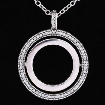 

Original Two Circles Logo Signature Spinning Hearts Necklace Pendant Fit 925 Sterling Silver Charm Bracelet Diy Jewelry