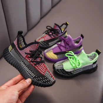 

2020 New Spring Kids Shoes Breathable Boys Girls Sport White Mesh Shoes Children Casual Shell Head Sneakers Baby Running Shoes
