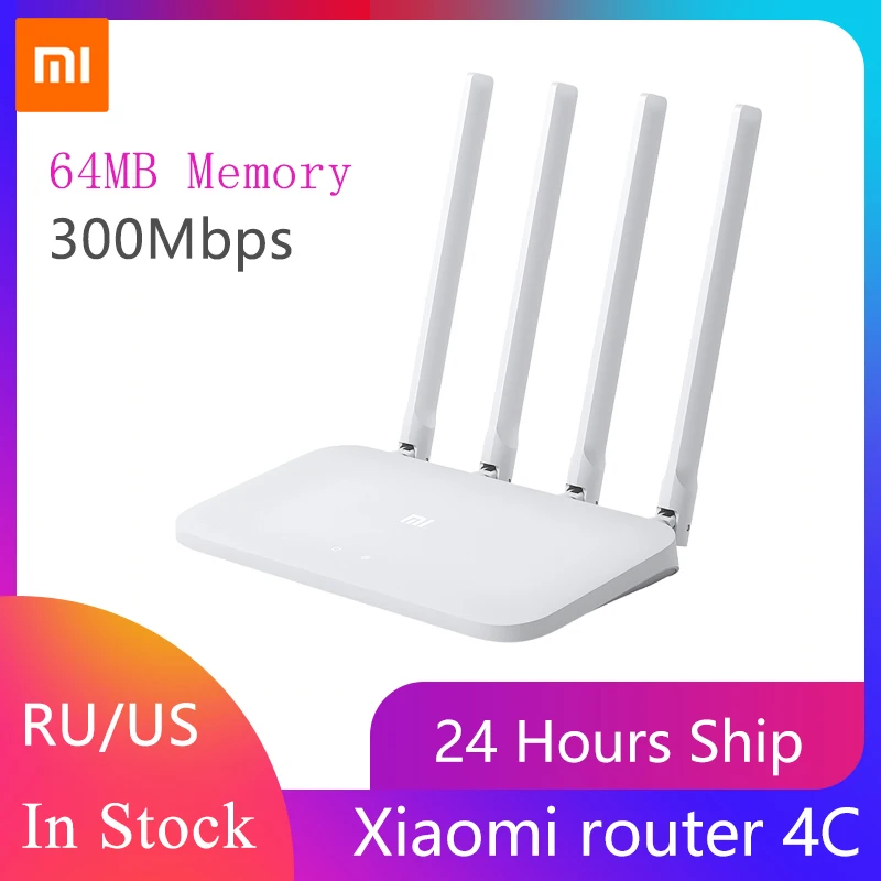 Беспроводной роутер Xiaomi 4C 64MB 300 Мбит/с смарт управление высокая скорость широкий