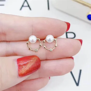 

S925 Sterling Silver Flash Design Pearl Earrings Holder Women DIY Pearl Earrings Components Silver Gold Color