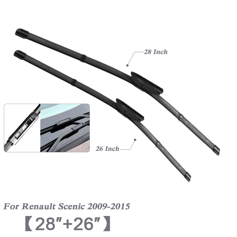 For Scenic 09-15 2" 26" Автомобиль Стайлинг U бескаркасные Bracketless резиновые лезвия очистителей лобового стекла автомобиля для Renault Kadjar Koleos Captur Megane Espace Clio - Color: For Scenic 09-15