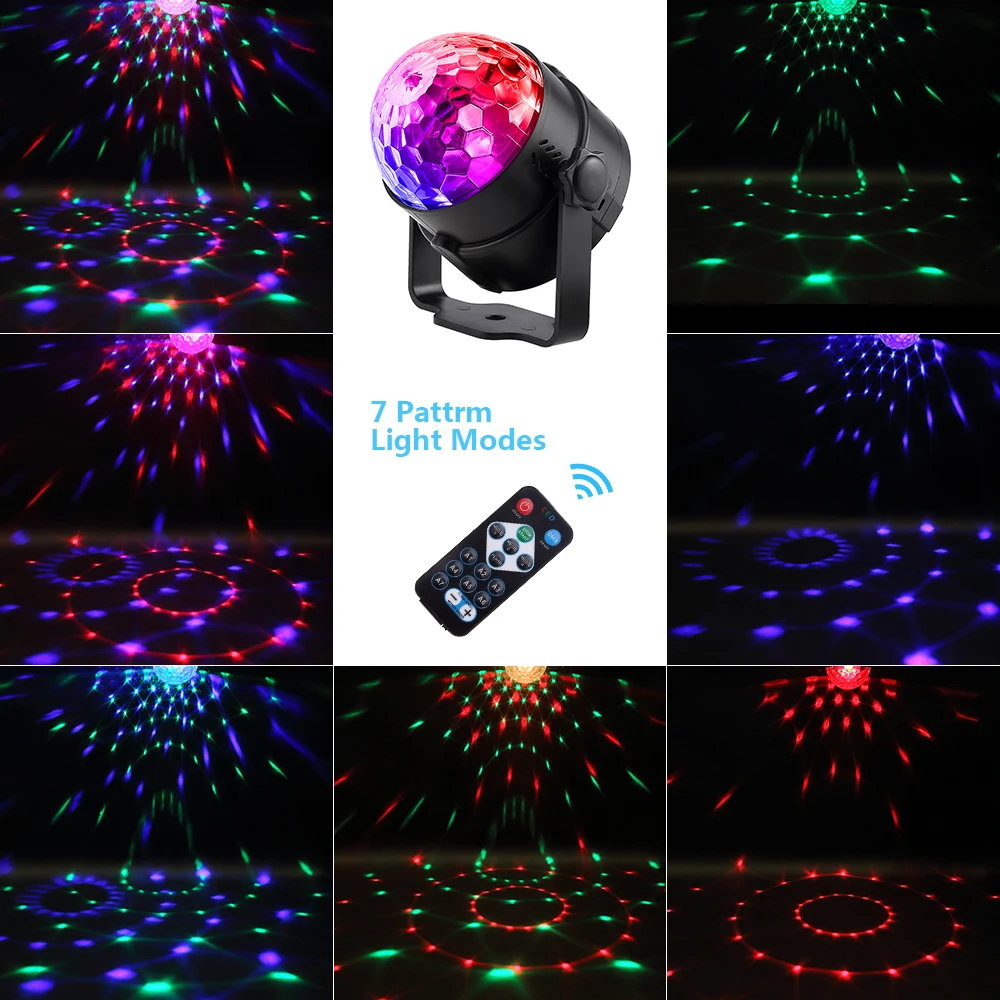 3 Вт Мини RGB Хрустальный Магический шар звуковая активация диско сценическая