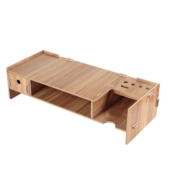 

DIY Wooden Office Monitor Organizer Rack Desktop Keyboard Monitor Organizer Cosmetic Make up Storage