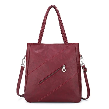 

2019 Vintage Genuine Leather Ladies Handbag Women Black Shoulder Bag Female Fashion Designer Handbags High Quality Luxury Tote