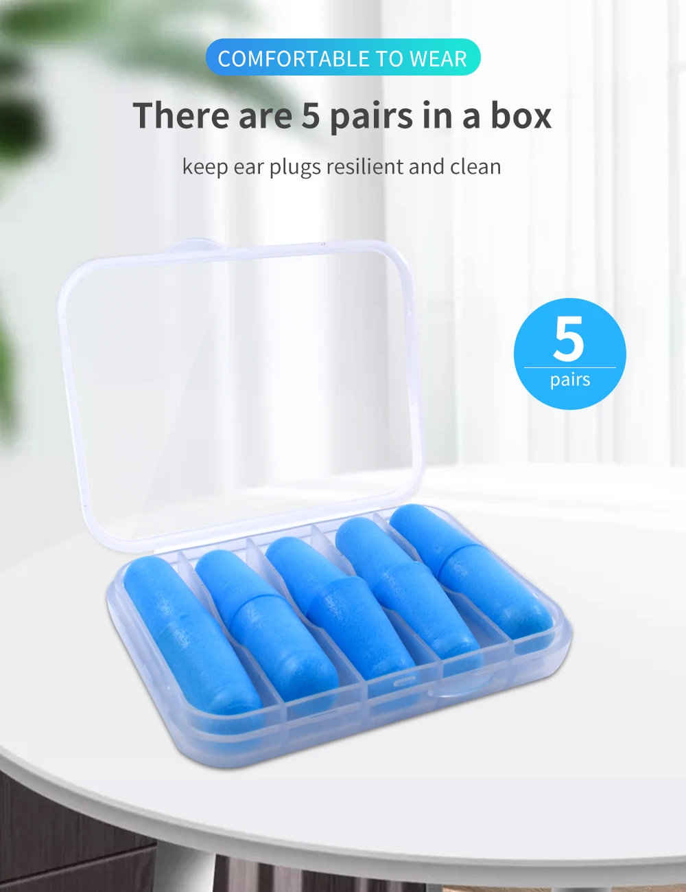 5pairs Box-packed PU Sponge Earplugs Ear Protection Noise Reduction Sound Insulation Sleep Noise Reduction - Famidy.com