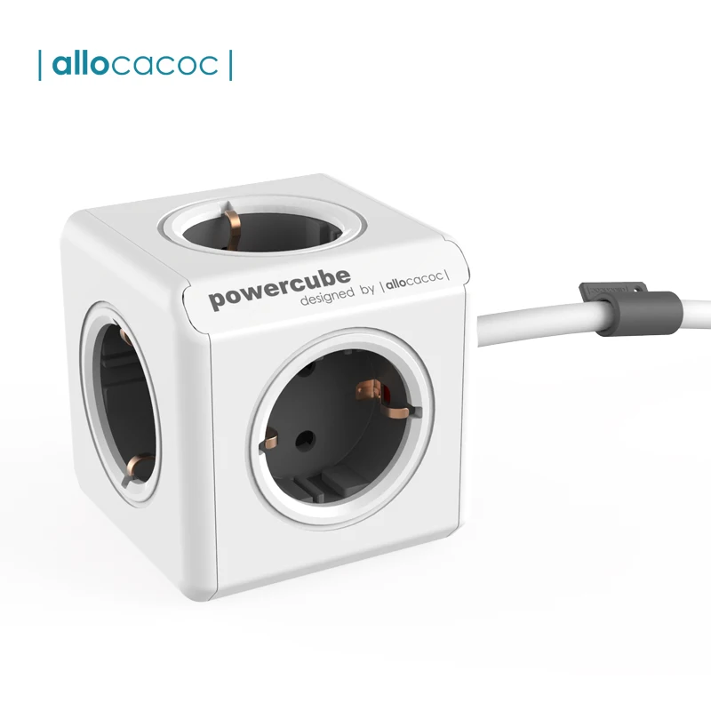 

Allocacoc PowerCube Extended Socket Power Strip Multi Thief Plug Electrical Extension Cord with 5 Outlet Tee 16A/250V Cable 1.5m