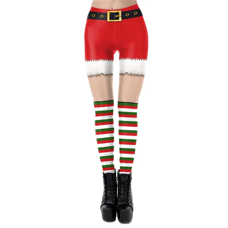 Новые стильные леггинсы с рождественским рисунком для взрослых женщин и девочек, модные сексуальные леггинсы с 3D Цифровым принтом для маленьких ног Рождественский Костюм - Цвет: NO.15